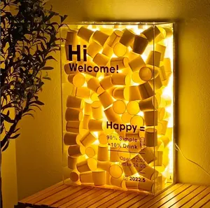 Kreative Acryl-Lichtbox mit Papierbechern | benutzerdefiniertes LED-Schild | einzigartige dekorative Beleuchtung
