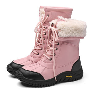 รองเท้าบูทหุ้มข้อผู้หญิงสำหรับฤดูหนาวปี 2026 รองเท้าบูทหิมะแบบหนาพิเศษ อุ่นสบาย พื้นเรียบ ทรงสูง วัสดุ PU ด้านบนบุผ้าพลัฌและผ้าฝ้าย ซับในยาง - Product Image 4