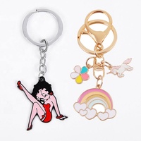 Llavero de metal esmaltado personalizado, barato, con diseño de dibujos animados/anime, colgante creativo para niña, llavero lindo para mujer