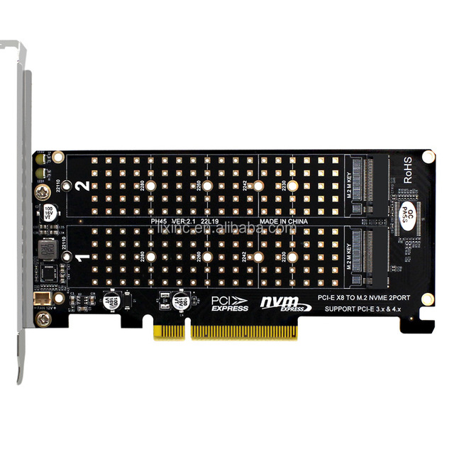 Dual M.2 NVME to PCI Express X8 4.0 Raid Controller PCIE Split Card 2 Ports M2 NVME M KEY for 2230 2242 2260 2280 22110 NVME SSD