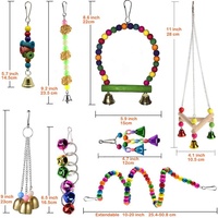 Ensemble de jouets pour oiseaux : Balançoire, clochette suspendue, hamac coloré et jouets à suspendre pour cage, pour perroquets et perruches