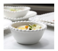 Services de table en porcelaine à bordure perlée de style nordique, sans BPA, durables, écologiques, compatibles micro-ondes et lave-vaisselle, anti-fuite