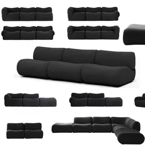 Divano ad angolo a 2 posti a forma di L con Design italiano moderno con caratteristiche convertibili e allungabili per salotti - Product Image 6