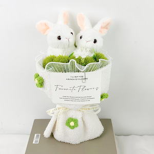 ดอกไม้แบบมือถือช่อดอกไม้ลายกระต่ายคู่น่ารักสำหรับแฟนสาว - Product Image 3