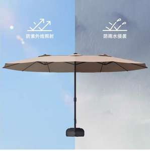 Sombrilla de acero de 3 cabezales de lujo resistente 3M radios de alto grado impermeable gran jardín diseño moderno plegable para uso en patio al aire libre - Product Image 4