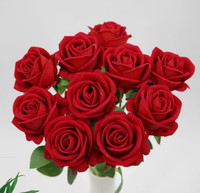 Rose artificielle en tissu velours unique pour arrangement de mariage, bouquet de la Saint-Valentin, matériaux pour vitrine