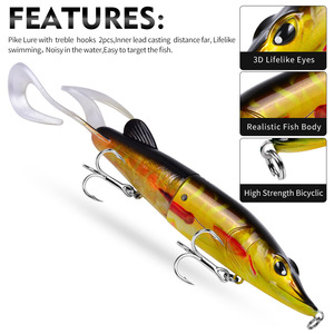 Nouvel Arrivage Leurre de <span class=keywords><strong>pêche</strong></span> flottant articulé de 250 mm avec queues souples, Leurre de nage hybride pour la <span class=keywords><strong>pêche</strong></span> au brochet - Product Image 3