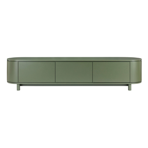 Factory Direct Premium Cannes Unité de télévision de divertissement à peinture lisse incurvée en Olive, console de télévision verte moderne - Product Image 2