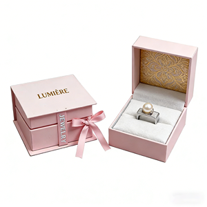 Luxury Custom Magnetic Closure Gift Box with Insert Bow Ribbon for Ring Jewelry Packaging - Product Image 3