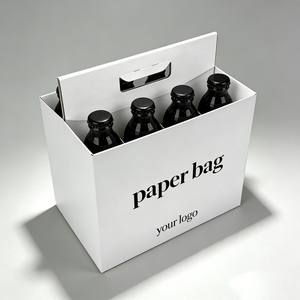 Boîte de <span class=keywords><strong>transport</strong></span> Kraft pour café, thé au <span class=keywords><strong>lait</strong></span>, boissons à emporter, lot de 4, avec poignée, personnalisable, pour vin, bière, cadeaux, en carton - Product Image 3