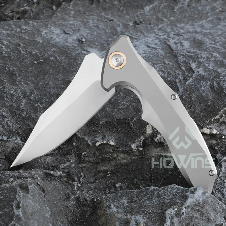 سكين جيب تكتيكية للصيد D2 من سبائك التيتانيوم قابلة للطي للبقاء على قيد الحياة