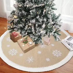 Dekorasi Natal liburan meriah rok pohon Natal goni bulu kepingan salju putih