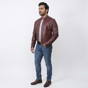 Chaqueta de cuero acolchada elegante y duradera para hombre, clásica de invierno con puños ajustables, múltiples colores, talla grande para hombre. - Product Image 1