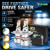 Ampoule de phare LED G20W H4 H19 personnalisée en gros, 140W 36000 Lumens 9-60V 6000K, excellent profil de lumière, ventilateur, tubes en cuivre, directement de l'usine