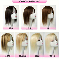 Nuevo estilo, pieza de cabello humano, línea de cabello Natural, 12x13cm, tupé de cabello dorado, pelucas humanas para mujeres de cabello fino