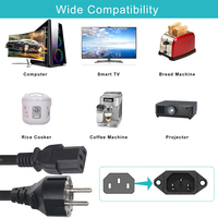 Câble d'alimentation IEC, prise Schuko type F (CEE 7/7), prise IEC C13 pour moniteur d'ordinateur, imprimante, projecteur, noir