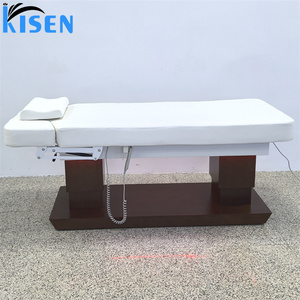 Lit de beauté électrique Kisen Luxury Design à 4 moteurs avec base en bois, éclairage LED, chaise pour extensions de cils, lit de tatouage, table de massage pour salon - Product Image 4