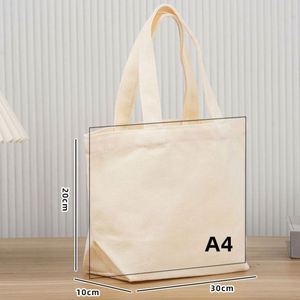 กระเป๋าผ้าฝ้ายรีไซเคิลน้ำหนักเบา ขนาด 30*20*10 ซม. หูหิ้วยาว สำหรับโปรโมชั่น/ใส่หนังสือ - Product Image 1