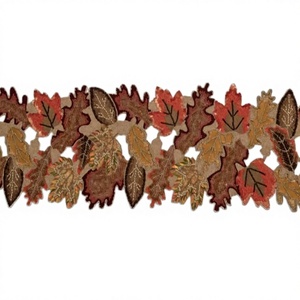 Camino de Mesa Tejido Jacquard para Otoño y Acción de Gracias, con Diseño Floral de Hojas de Arce Bordadas, 100% Algodón, para Hogar y Hotel - Product Image 3