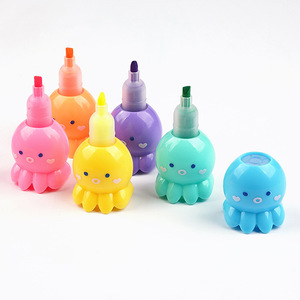 <b>Mini</b> 5-Color Octopus Highlighter with Oblique Brush Tip Cute School Creative Gift Set for Kids - Product Image 1