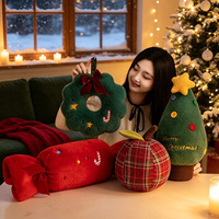 Coussin en peluche sur le thème de Noël Kawaii, design personnalisé, coussin de canapé doux en forme de sapin de Noël et couronne, cadeau de fête de Noël