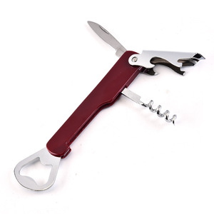 Sacacorchos creativo de acero inoxidable, sacacorchos plano plegable portátil multifuncional para uso doméstico, color burdeos, blanco, azul y negro - Product Image 2