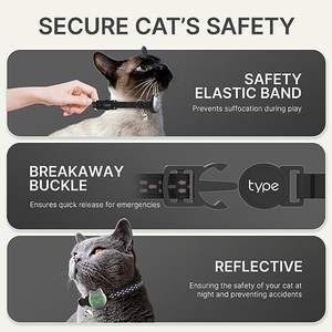 Wasserdichtes, umwelt freundliches Polyester-Katzenhalsband-Breakaway-Band, verziert, solide, leuchtend, reflektierend, leicht - Product Image 4