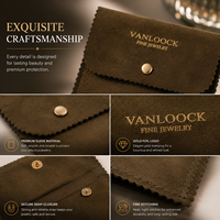 Lot de pochettes à bijoux rectangulaires de luxe en suède personnalisables avec logo, élégantes et portables, avec bouton-pression pour colliers et bagues