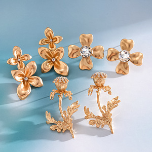 Pendientes Colgantes de Acero Inoxidable con Flores Entrelazadas para Mujer, Elegantes Pendientes para Damas, Accesorios Colgantes, Joyería Diaria de Moda - Product Image 2