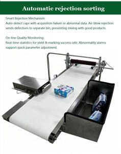 Machine d'inspection visuelle industrielle de codes QR pour sachets de produits quotidiens avec vérification en temps réel des codes QR, comptage des rejets et convoyeur - Product Image 2