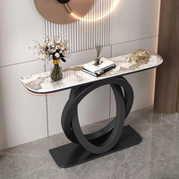Meubles de salon Table d'entrée en or Console Table d'entrée Table de couloir Tables console modernes en marbre de luxe en acier inoxydable