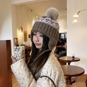 Women's <b>Fair</b> <b>Isle</b> Retro Jacquard Wool <b>Hat</b> Winter Warm Ear-Protecting Knitted <b>Hat</b> for Snowy Days - Product Image 3