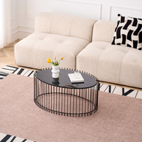Table à manger ronde moderne en verre T-305 avec pieds en métal, plateau noir 90x60cm, pour maison, appartement et hôtel, résistante à l'eau, 2026