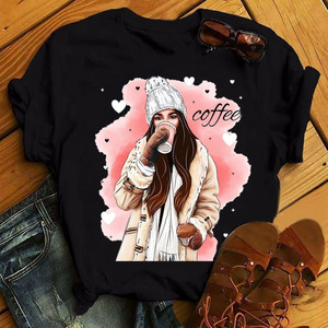 T-shirt da Donna <span class=keywords><strong>Bianca</strong></span> con Stampa Girocollo a Manica Corta, T-shirt da Ragazza Casual con Motivo Stampato Economica Larga di Tendenza Street - Product Image 6