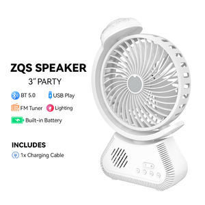 Système de refroidissement de bureau Sing-e ZQS-F803 OEM/ODM : Ventilateur rechargeable avec haut-parleur + Haut-parleur Bluetooth + Lumière LED + Radio - Fournisseur industriel - Product Image 3