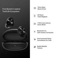 Écouteurs intra-auriculaires sans fil Realme DIZO GoPods D Buds TWS, réduction de bruit ENC, faible latence 110 ms, mode jeu, écouteurs Bluetooth