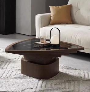 Phong Cách Hiện Đại <span class=keywords><strong>Glass</strong></span> <span class=keywords><strong>Top</strong></span> Tam Giác Hình Dạng Bằng Gỗ Khung Bàn Cà Phê Bàn Trà Cho Phòng Khách - Product Image 2