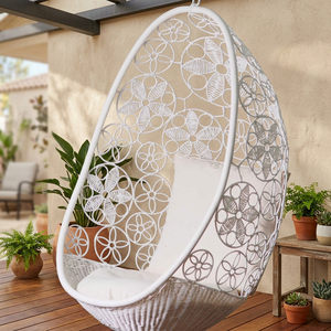 Chaise balançoire moderne en rotin poly pour l'extérieur avec cadre en acier tissu PE durable pour mobilier d'extérieur pour balançoires de patio - Product Image 3