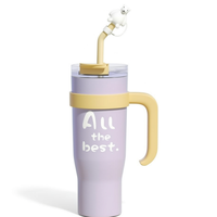 Grand gobelet isotherme multicolore en acier inoxydable avec poignée, couvercle à paille et décor animal en silicone amovible, pour bureau, extérieur et usage quotidien