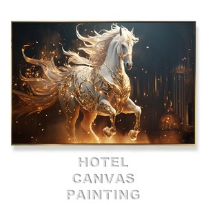 Grandes toiles décoratives imprimées en usine : tableaux de chevaux avec montagnes et eaux, art mural - Product Image 1