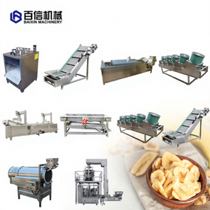 Ligne de production de chips de banane plantain avec friteuse, machine de transformation des légumes entièrement automatique en acier inoxydable - Product Image 1