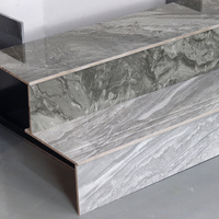 Carreaux de marche en céramique gris foncé, effet marbre, pour escaliers, porcelaine, haute brillance