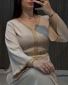 Robe musulmane décontractée pour femmes, style Dubaï, abaya, robe longue en denim avec strass, grande taille, activités ethniques, travail, Moyen-Orient - Product Image 1