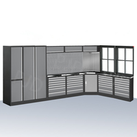 Meubles de garage modulaires en acier : Armoires à outils, armoires de rangement à tiroirs, grand établi combiné et coffre à outils