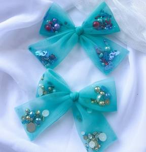 Mesh Shaker Schleifen clips Pailletten füller Haars pangen Niedliche Pailletten Konfetti Ruth Bogen Haars pange - Product Image 3