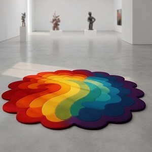 Modern Hand Tufted Rainbow Gradient Area Rug Soft Plush Carpet for Living Room Bedroom Kids Room Artistic Decorative <b>Floor</b> <b>Cover</b> - Product Image 3