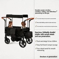 Poussette inclinable et pliable avec design haute vue, poussée bidirectionnelle, cadre en aluminium et roues silencieuses en EVA pour l'extérieur