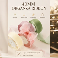 Ruban en Organza et Mousseline de Soie 40mm, Bobine de Polyester Transparent 4cm pour Emballage Cadeau Halloween, Décoration de Gâteaux et Bouquets Floraux, Écologique