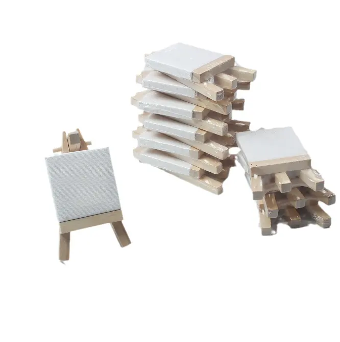 mini easel canvas 10*10cm stretched canvas with easel set art canvas
