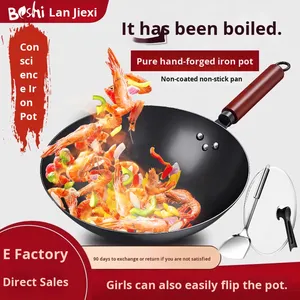 Wok en fer traditionnel poêle à gaz antiadhésive poêle domestique émail poêle à frire à l'<span class=keywords><strong>ancienne</strong></span> produit phare officiel - Product Image 3